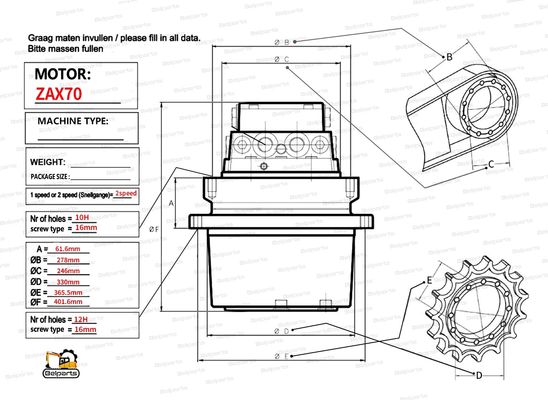 Hitachi EX60-2 ZX70 EX75 EX60-5 экскаватор путевой двигатель 9069509