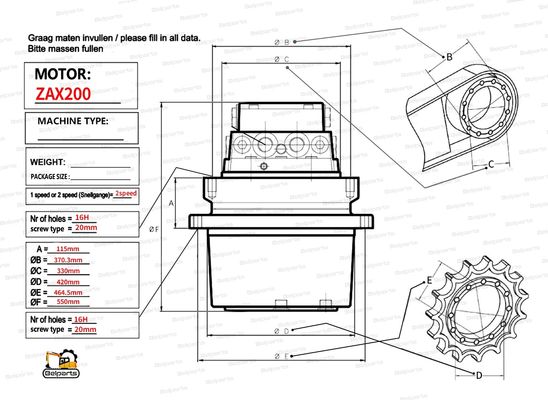 Части экскаватора HMGF36 ZX200 ZX200-6 Гидравлический двигатель для устранения утечки масла 9168003 9195451